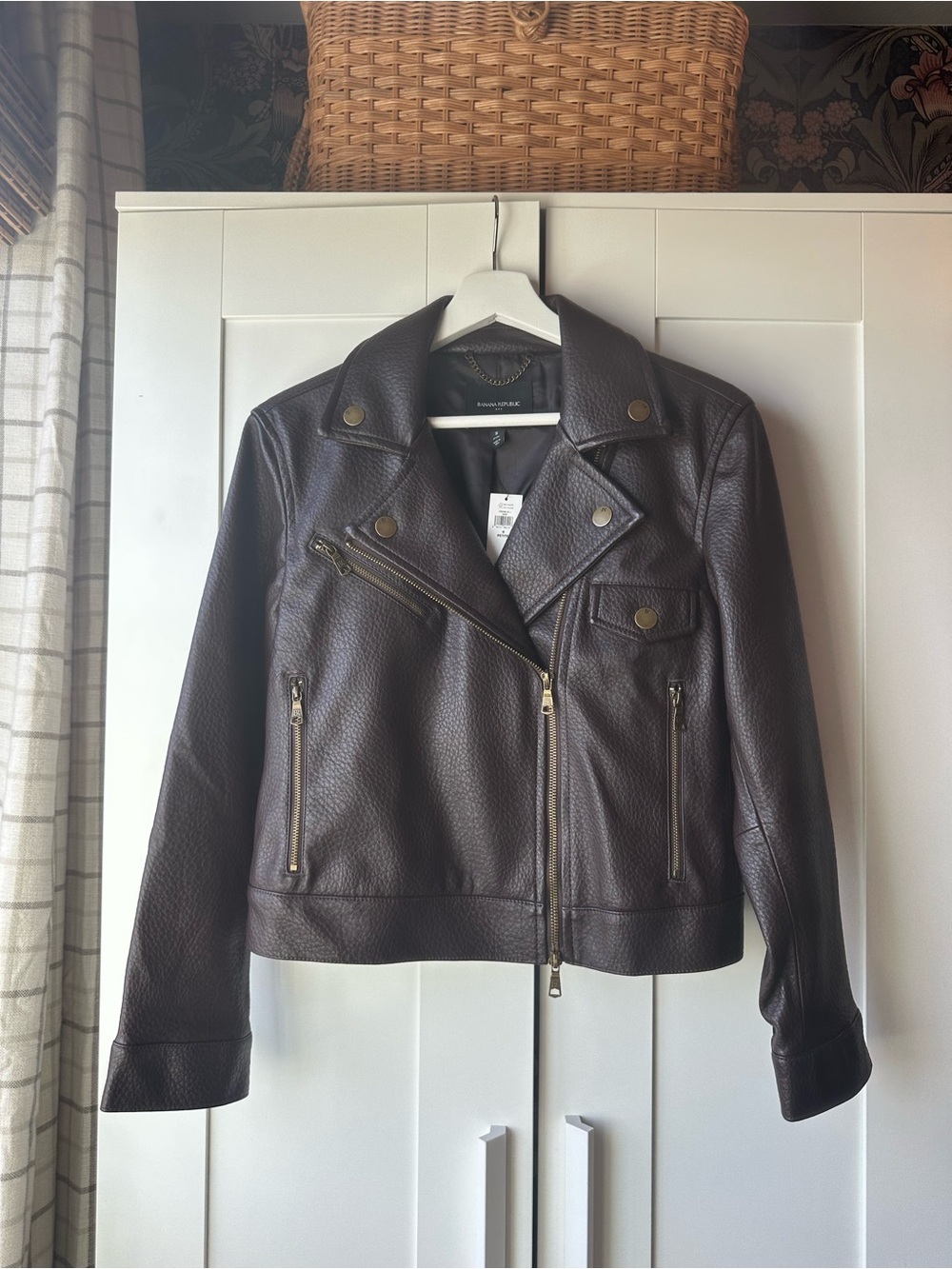 Banana Republic Women's Dark Brown Leather Moto Jacket